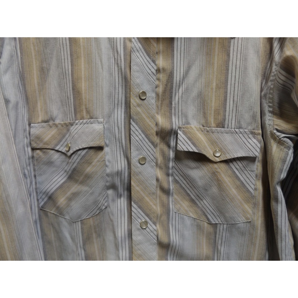 mens TRAILBLAZER WESTERN Striped SHIRT, Pearl snaps, sz LT - Picture 3 of 10